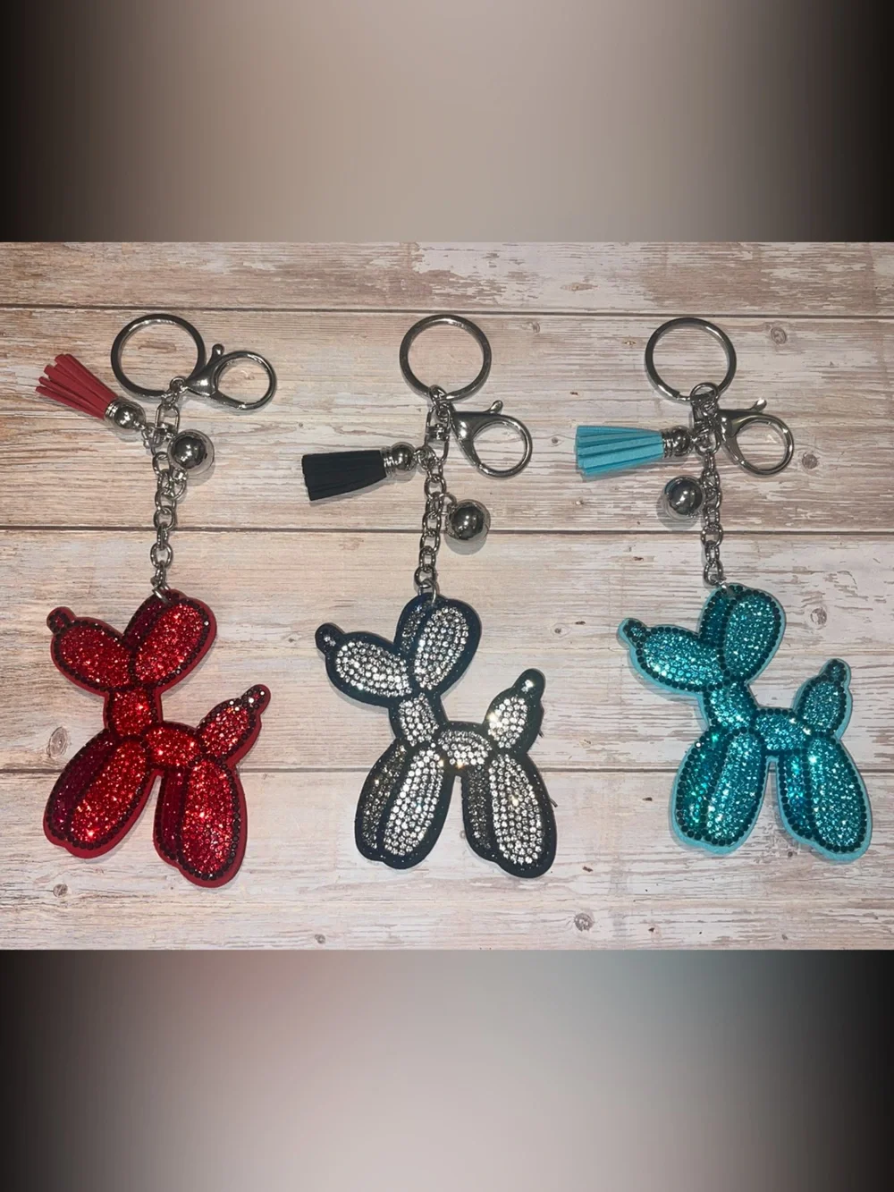 NEW BALLOON DOG Rhinestone Keychain Bag Charm
